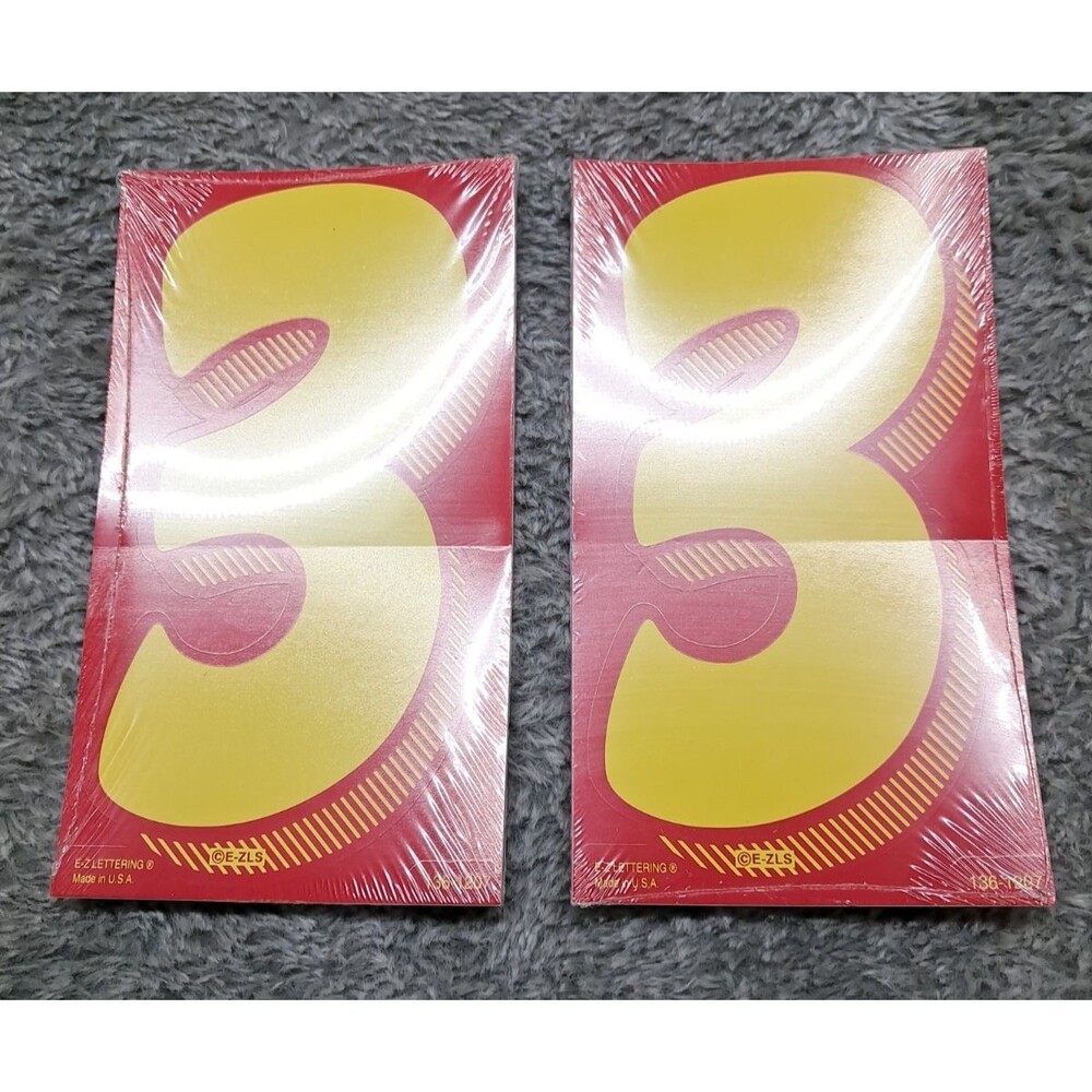 2 Pack Red Yellow Car dealer stickers windshield Vinyl Numbers Decals 7.5" #3
